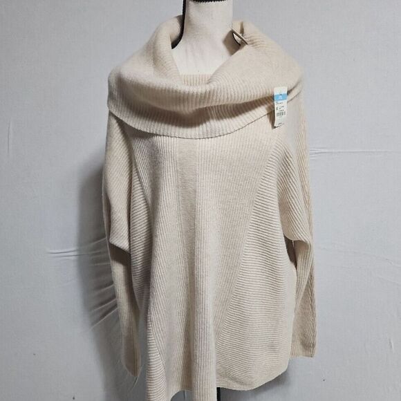 NWT J. McLAUGHLIN 100% Cashmere Cowl Neck Sweater, Lt. H Oatmeal, Verbier, XS - Picture 1 of 12